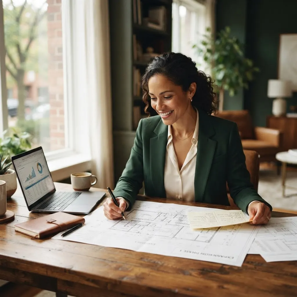A business owner reviewing an expansion plan at a fixed-rate term loan