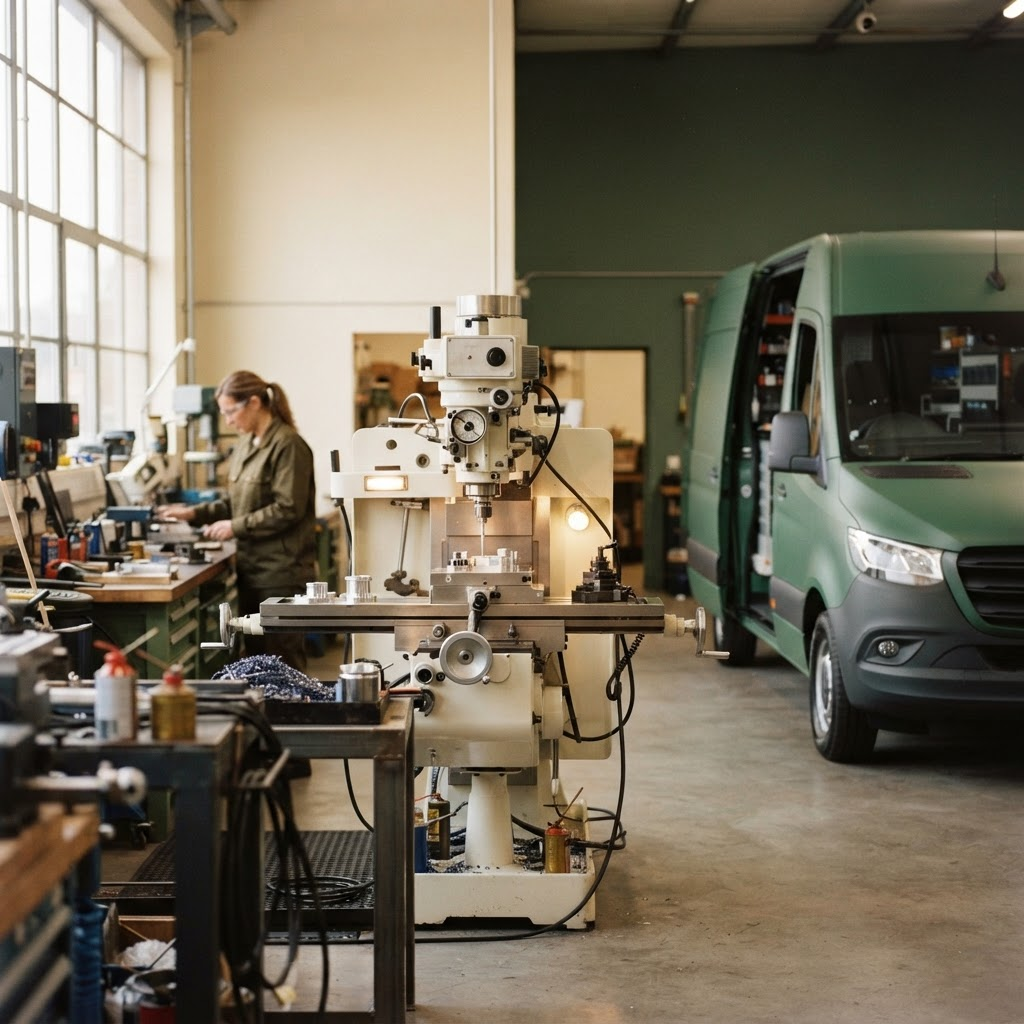Financed commercial machinery and a work vehicle at a growing business