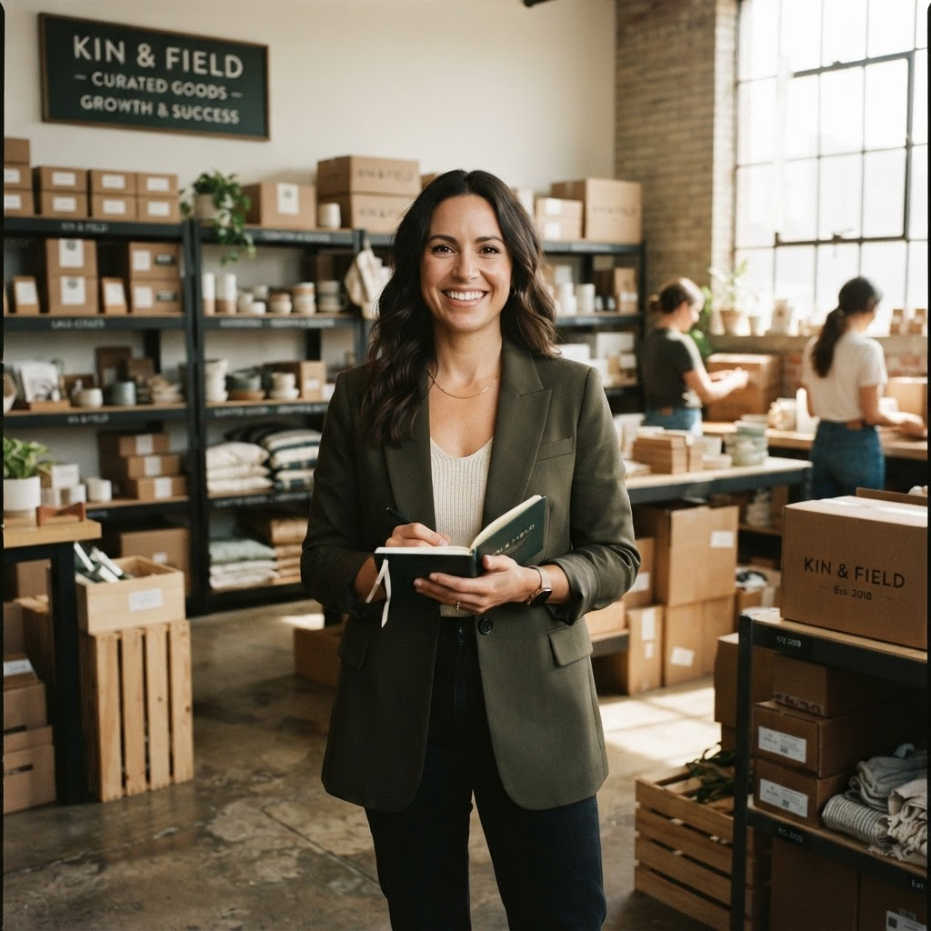 A confident small business owner in their thriving business